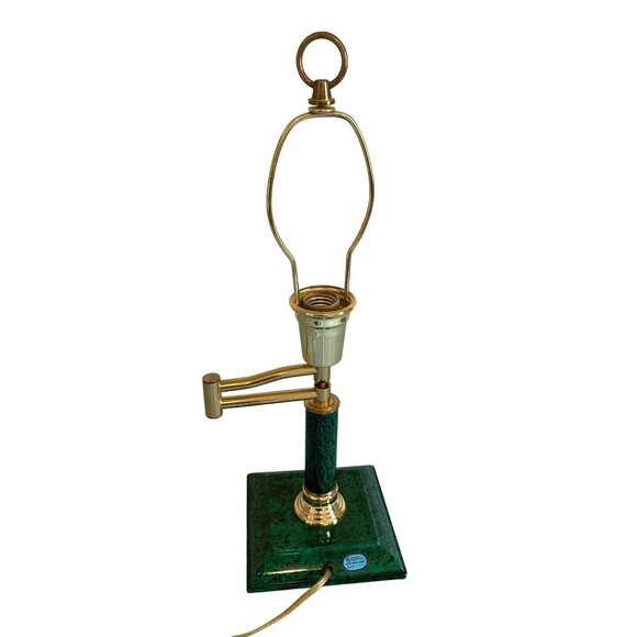 Vintage Swing Arm Desk Lamp Green Marble Marble Look - Picture 2 of 7